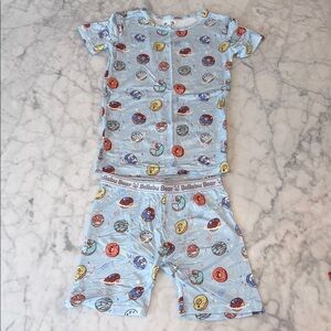 Bellabu Bear Kids Pajama Set - Light Blue with Donut Print